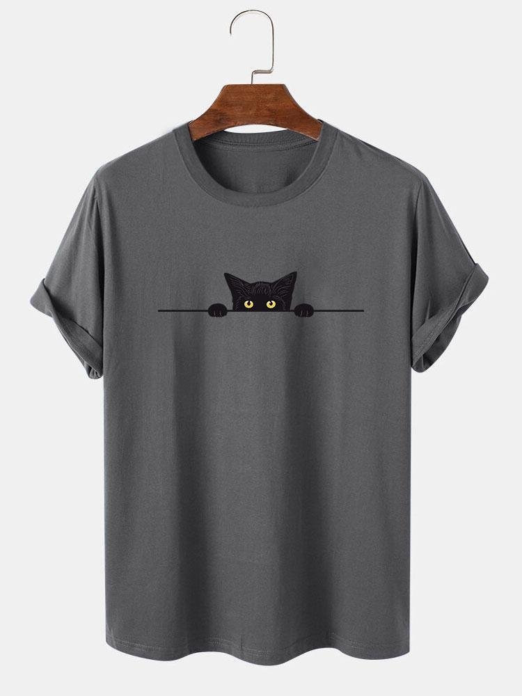 Guus | Black cat print T-shirt - Afbeelding 4
